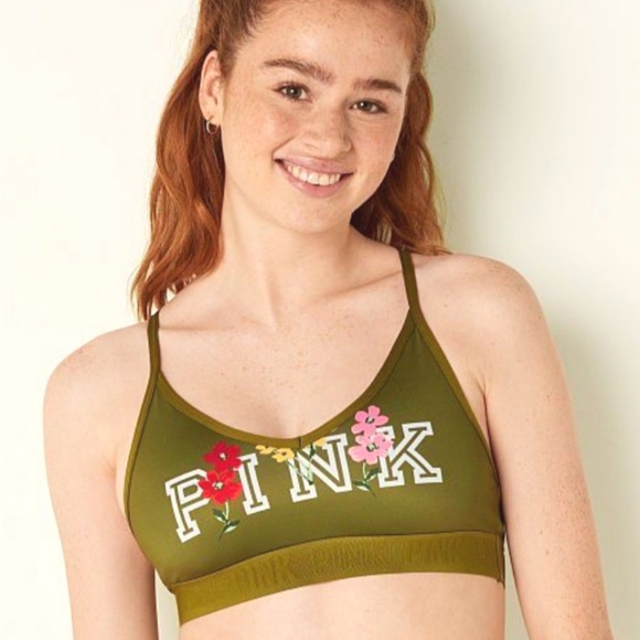 PINK Victoria's Secret Other - VS Pink Olive Floral Sports Bra